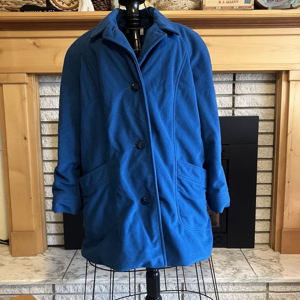 Kashmiracle Blue Women's‎ Coat Sz L Wellington Vintage Paper Tag Made In USA